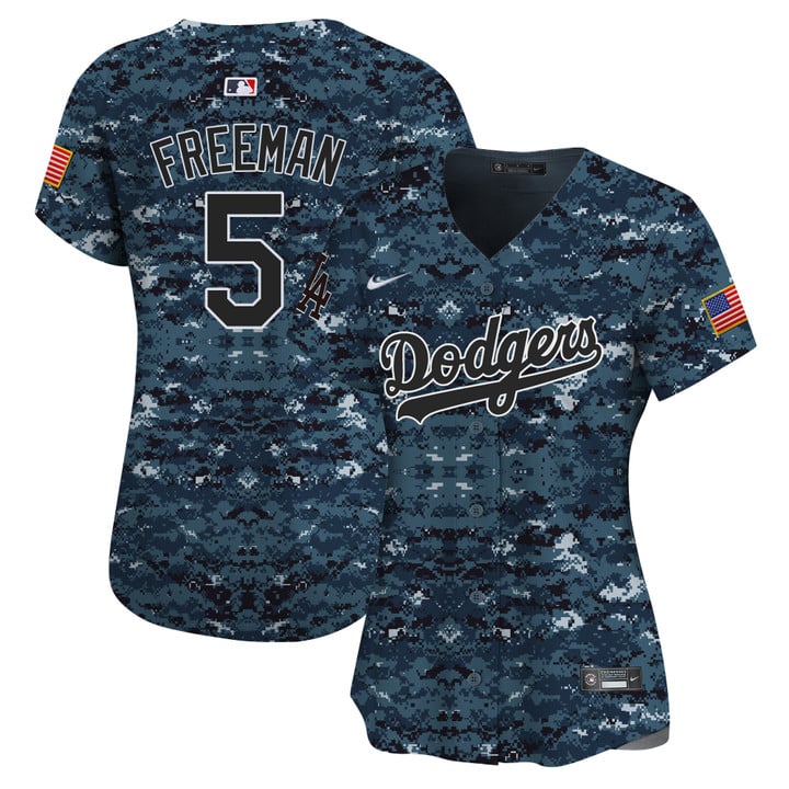 Women Los Angeles Dodgers #5 Freeman Camo Stitched 2025 Jersey style 3